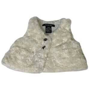 Calvin Klein Jeans Girls Cream White Faux Lined Fur Vest Size 3/6M EUC